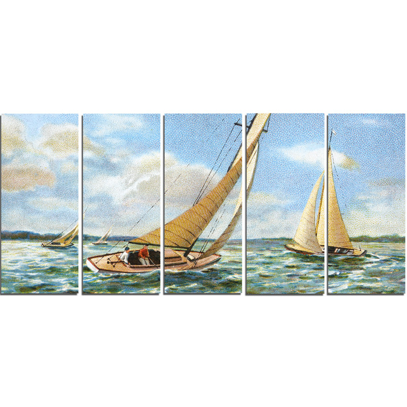 DesignArt Boats Sailing 5 Piece Wall Art on Wrapped Canvas Set Wayfair